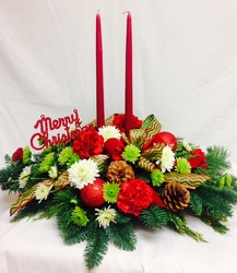 Traditional Holiday Two Candle Centerpiece from Chillicothe Floral, local florist in Chillicothe, OH
